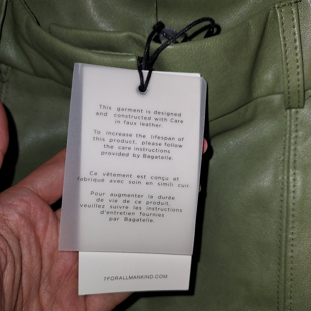 NWT green leather straight leg pants - Picture 4 of 6